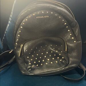 Michael Kors Black Backpack with Gold Studs